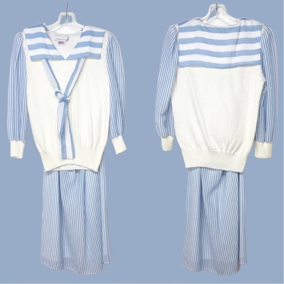 𝅺VINTAGE preppy Anthony Sicari SET Skirt + Sweater Size XS/S 70s 60s 80s sailor - Picture 10 of 16